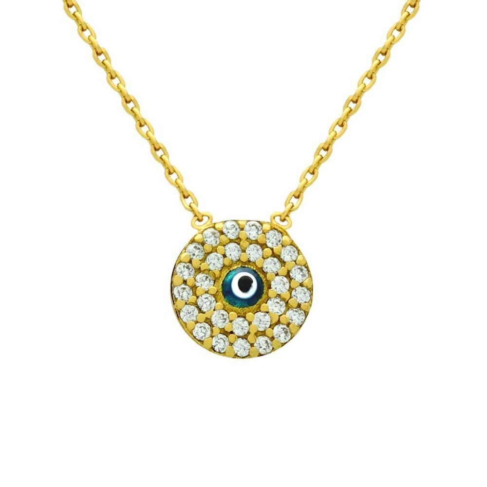 Nwot Sterling Silver 18k Yellow Gold Plated Evil Eye Amulet Necklace 16 2 Ext 28$